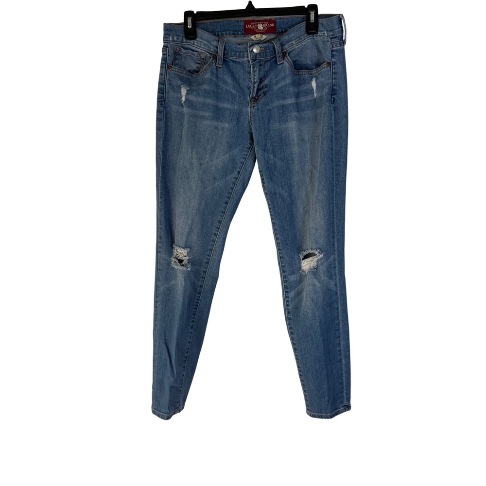 Lucky Brand Y2k Size 8‎ 29 Inseam Distressed Blue Denim Skinny Jeans Mid Rise
